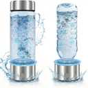Hydrogen Water Bottle - Up to 4000+ PPB, Portable 16OZ Hydrogen Water Bottle Generator SPE PEM Tech, Rechargeable Hydrogen Rich Water Glass Bottle for Home Gym Office and Travel Health Gift, Silver