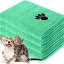 Chumia 4 Pack Dog Towels for Drying Pet Grooming Absorbent Dogs Soft Microfiber Quick Drying Winter Large Medium Small Puppy Bath Towels for Kitten Cats Pets(16 x 31 Inch,Green)