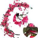 Artificial Tree Rattan Branches with Bougainvillea Silk Flowers and Leaves Vines Long Trunk Liana for Home Wedding Garden Wall Background Hanging DIY Wreath Decor (Tree +Flower Vine - Pack of 4)