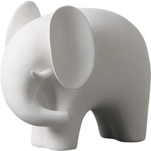 Elephant Statue Decor Simple Ceramics Elephant Figurines Creative Home Decorations for Living Room Modern Style (Large)