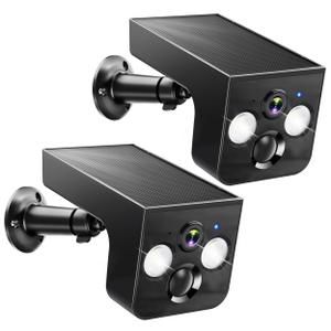 Solar Security Cameras Wireless Outdoor 2K Battery Powered AI Motion Detection 2-Way Talk Color Night Vision WiFi Waterproof SD/Cloud Storage Non-stop Solar Panel Camera Outdoor Wireless 2-Pack