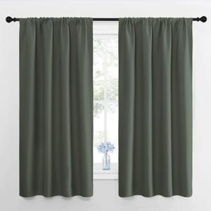 NICETOWN Bedroom Curtains Blackout Draperies - All Season Thermal Insulated Solid Rod Pocket Top Blackout Curtains/Drapes for Kid's Room (Dark Mallard, 1 Pair, 42 x 63 Inch)
