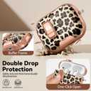for AirPods Pro 3 Case 2025, with Safty Lock & Phone Stand for Floral AirPods Pro 3 Generation Case Cover for Women Girly, iPod Pro 3 Case with Keychain & Cleaner Kit - Leopard Print