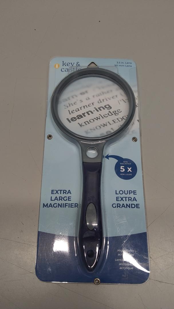 Extra Large 5X Magnification Round Magnifier with Comfort Grip Handle