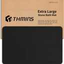 Large Stone Bath Mat, 24''x16'' Non-Slip Diatomaceous Earth Stone Bath Mat, Super Absorbent Quick Drying for Bathroom, Easy to Clean (23.6x15.4'', Black)