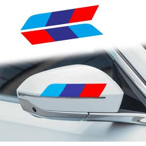 ramuel Sport Color Stripe Decal Sticker Compatible with BMW Exterior or Interior Decoration for Car Side Rearview Mirror Decals Skirt Bumper Stickers Hood Fender Decor Racing 7x1.6'' Blue Red 2pcs