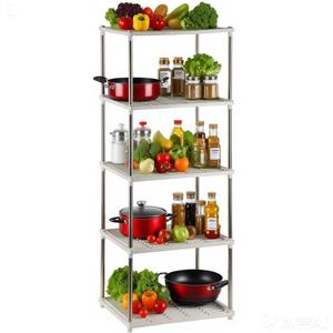 Adjustable 2-5 Tier White Plastic Kitchen Rack Shelf - Perforated Storage Organizer for Pantry, Cabinet, Countertop | Holds Plates, Pans, Snacks, Cups, Vegetables & Fruits (16*13*36)