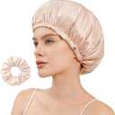 2 x CoolMate Adjustable Satin Silk Bonnet for Sleeping Women, Tie Double Lined Silk Bonnet for Women Long Hair