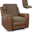 HIGOGOGO Corduroy Recliner Chair Cushion with Lumbar Support Pillow for Elderly Long Sitting Soft Non-Slip 4" Thick Seat Pad for Seniors Buttocks & Back Pain Relief (Brown, 21" Backrest) (Coffee)