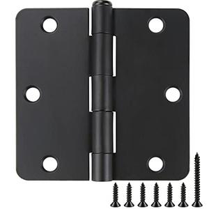 16 Pack Black Door Hinges Black Matte Black Hinges for Doors 3 1/2 Interior Door Hinges 3.5" x3.5 Inch Hinges Rounded 1/4" Raidus Standard Residential Bedroom Door Hinge Sturdy Door Hardware