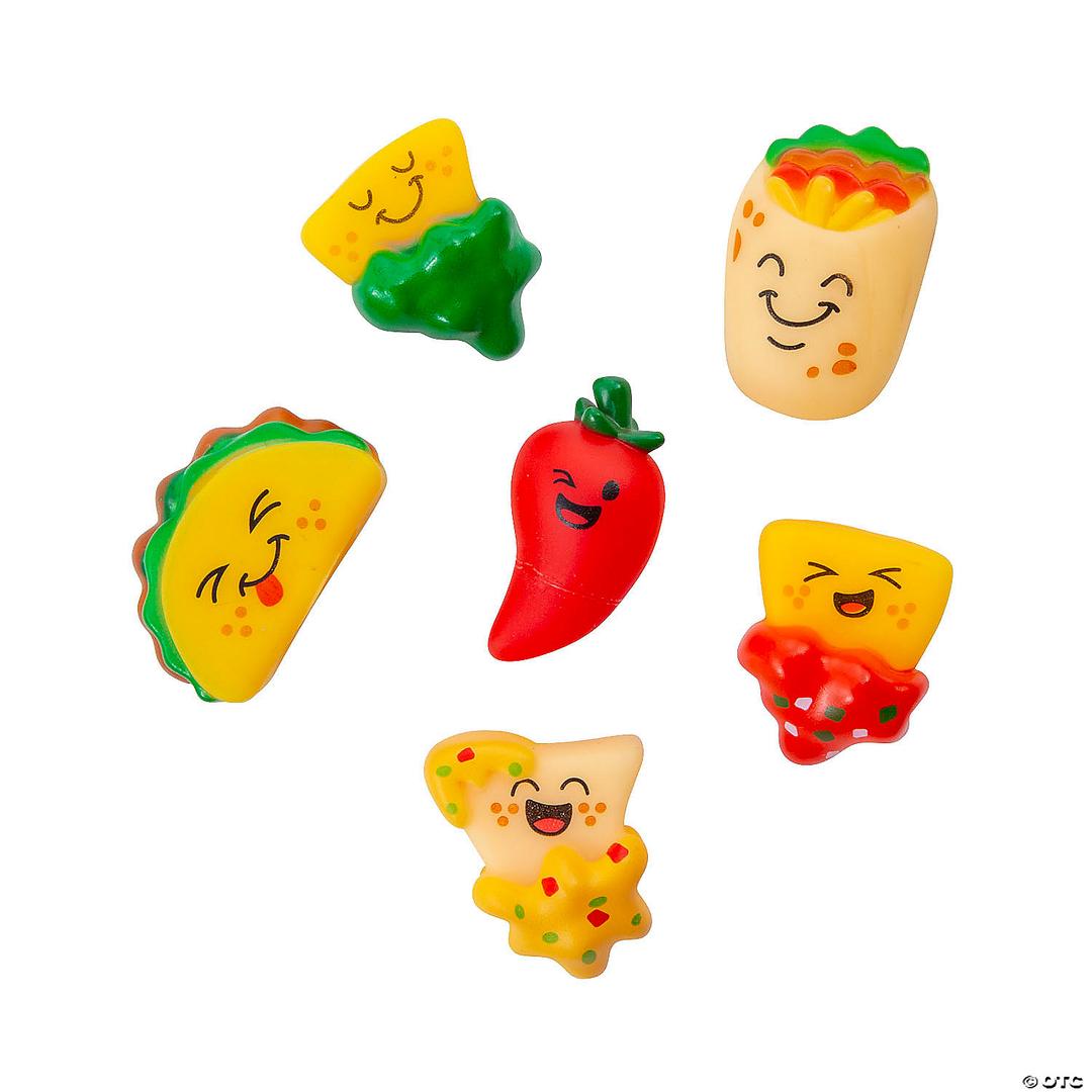 Fun Express Mini Spicy Food Characters (Pack of 24) - Assorted Vinyl Figures for Kids - Perfect for Kid's Parties, Themed Events, and Birthday Celebrations