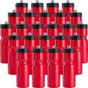 50 Strong Bulk Water Bottles 24-Pack  22 oz BPA-Free Sports Bottles with Easy-Open Pull Top Cap  Made in USA  Reusable & Top Rack Dishwasher Safe Brand (Red)