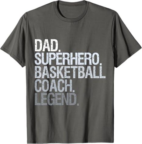 Basketball coach dad T-Shirt (Small, Grey)