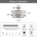 Farmhouse Close to Ceiling Light, 3-Light Flush Mount Ceiling Light Fixture with 2-Layer Fabric Shade, Modern Drum Ceiling Lamp for Hallway Bedroom Living Room (Brushed Nickel)