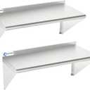 Stainless Steel Shelf 2 Pack 12"x24", Wall Mounted Metal Shelves
Commercial Kitchen Shelf, 260LB Heavy Duty Stainless Steel Floating Shelving for Restaurant, Garage, Laundry Room, Home