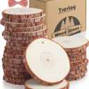 Unfinished Wood Slices with Hole, Natural Wooden Circles with Bark for DIY Crafts, Home Decor, Christmas Ornaments (30Pcs, 3.5-4 Inch)