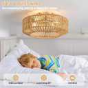 Boho Caged Rattan Fandelier Ceiling Fans with Lights and Remote Control
Farmhouse Woven Enclosed Ceiling Fan with Light, Flush Mount Ceiling fan for Bedroom, Living Room, 6 Speed, Timer, Reversible
