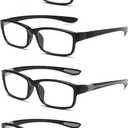 Reading Glasses Men 4 Pairs Ultra Light TR90 Sports Style Blue Light Blocking Readers+1.5(Black&Grey)