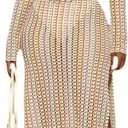 YouSexy Women's Sexy Swimsuit Maxi Dress Long Sleeve Hollow Out Long Beach Cover Up Dress (Medium, Multicolor Yellow)