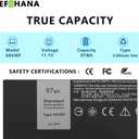 97Wh X8VWF 4XKN5 Laptop Battery Replacement for Dell Latitude 5404 5414 7404 7414 Rugged Extreme Series Notebook CJ2K1 5XT3V 0VCHGN VCWGN 09FN4 XN4KN XRJDF 0W11V7 11.1V 8550mAh