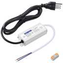 LED Driver 24 Watts Waterproof IP67, 12V DC Power Supply 2A,120V AC to 12V DC Converter, with 3-Prong Plug and 4.9 Feet Cable - Ideal Power Supply for LED Strips and Lights