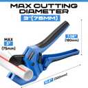 Ratchet PVC Pipe Cutter, Cuts Up to 3", Heavy-Duty Aluminum Ratchet Tubing Cutter Tool for PEX, PVC, CPVC, PE, PP, ABS and Rubber Hose, Suitable for Home Repair and Plumbing