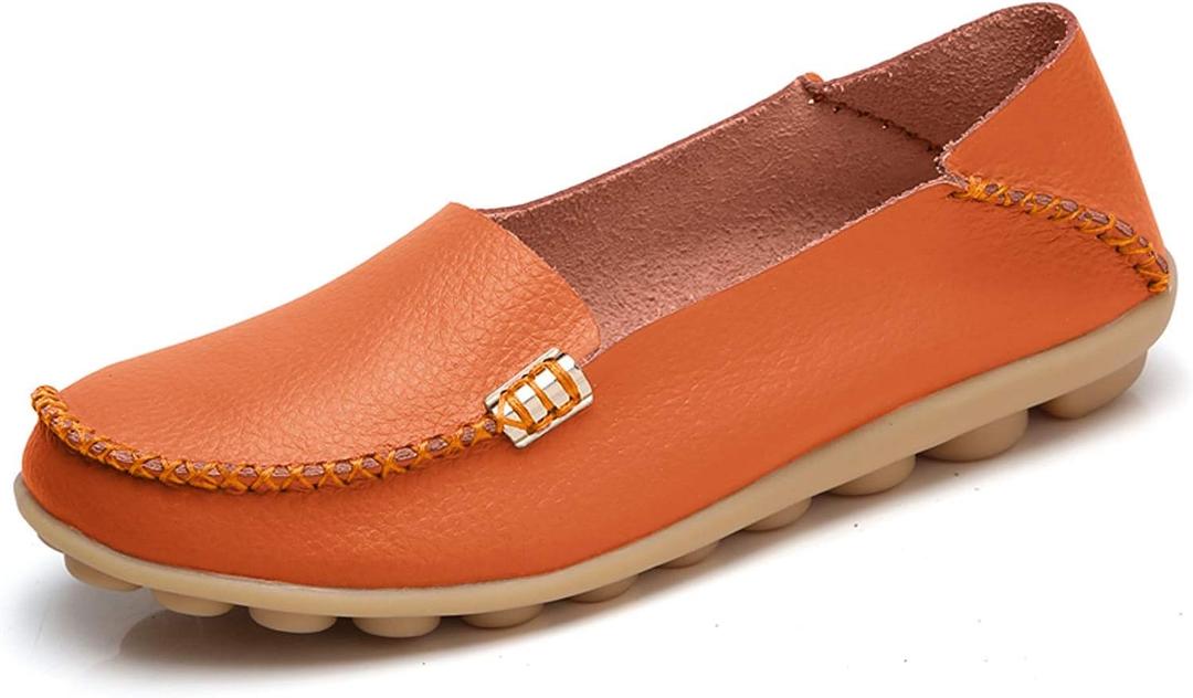 VenusCelia Women's Natural Comfort Walking Flat Loafer (5, Orange)