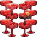 12 Pcs Ribbed Vintage Coupe Glasses 7 oz Martini Glasses Champagne Coupe Classic Cocktail Glassware Reusable Ribbed Glassware for Cocktail Martini European Style (Red)