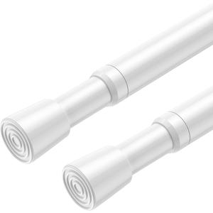 AIZESI 2 Pack Spring Tension Curtain Rod 32 to 58 inch Adjustable Curtain Rods No Drilling Expandable Spring Loaded Curtain Rod for Windows Doors Kitchen Curtains, White