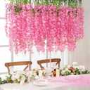 40 Pack Wisteria Hanging Flowers,Hanging Flowers,Fake Wisteria, Hanging Flowers for Decoration,Artificial Flowers,Vines for Bedroom, Wisteria for Wedding Decorations for Home Party(3.6 Ft/Pcs, Pink)