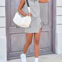 Fisoew Womens 2 Piece Skirt Sets Summer Sleeveless Half Zip Sweatshirt Athletic Skorts Tennis Outfits Casual Sweatsuits, Size: Medium (Gray)