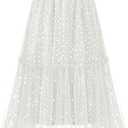 Timormode Sequin Tulle Skirts for Women Sparkly Midi Flowy A-Line Party Skirt Layered Christmas Skirts TMS8010 White M