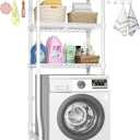 Ulif U8 Mini Laundry Room Storage Organizer, Over The Washer and Dryer Storage Shelves for Laundry Organization, 29.5W x 17.3D x 76.2H, Suit Washing Machine Width Within 27.1, Hold 304 lb, White