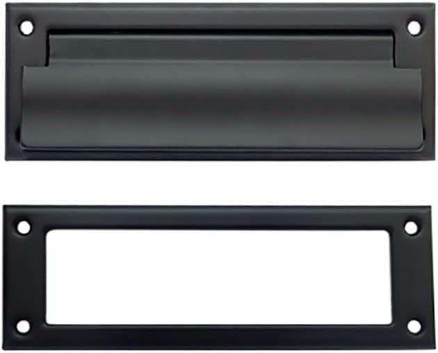 QCAA Soild Brass Mail Slot, with Solid Brass Interior Frame, 8-7/8''X2-7/8 Matte Black 1 Pack, Made in Taiwan