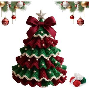 DIY Crochet Christmas Tree Kit for Beginners, Handmade Crochet Christmas Tree Kits - Easy Crochet Kit with Simple Instruction Manual, for Christmas