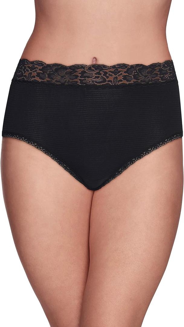 Vanity Fair Womens Flattering Lace Panties: Lightweight & Silky with Superior Stretch (7, Black)