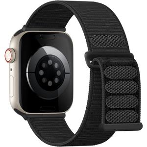 Sport Loop Compatible with Apple Watch Bands for Men Women 44mm 45mm 46mm 49mm 42mm, Sof tNylon Wrist Straps for iWatch Bands for Series 11/10/9/8/7/6/5/4 Ultra SE 3/2/1 Black
