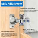 Cabinet Hinges - 24 Pack for 1/2 inch Overlay Cabinet, Face Frame Concealed 105Deg Self Closing Hinges, Stainless Soft Close Cabinet Door Hinges with Mounting Screws and Repair Plate
