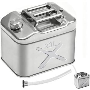 5 Gallon (20QT) 304 Stainless Steel Oil Storage Can with Spout, Food-Grade Cooking Oil Dispenser, Easy Pour Design for Restaurant, Food Truck, Camping Garden