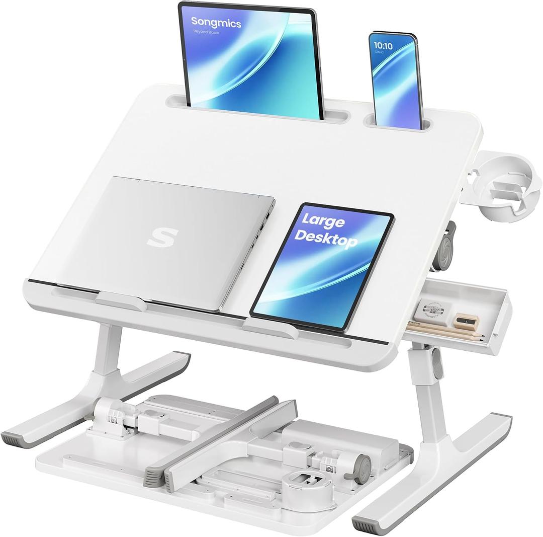 SONGMICS Bed Laptop Desk, Foldable, Adjustable Height, 15.7 x 22 Inches