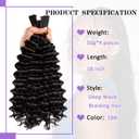 Deep Wave Bulk Braiding Hair 18 Inch Curly Braiding Hair for Boho Braids 4 Packs 200g Ocean Wave Crochet Hair for Black Women Synthetic Boho Hair Extensions (#1B)