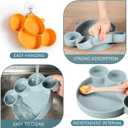 Maxdot 4 Pcs Silicone Baby Plates Toddler Suction Plates Divided Baby Dishes Cute Animal Kids Plates for Toddlers Baby Feeding Eating Supplies, Microwave and Dishwasher Safe (Multi Colors,Cute)