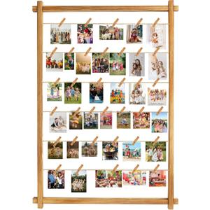 Collage Picture Frame,Photo Display Board with Clips,Hanging Pictures Frames Photos Wall Decor for Wedding Graduation Party Birthday Greeting Letter Postcards Christmas Cards Holder Organizer,39 inch, Wall Mount 1PCS