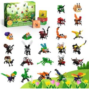 Insect Building Blocks Toy for Kids- 24 Pack Unique Bug Blocks Set (697PCS),Educational Party Favors Classroom Prizes, Birthday Christmas Easter Valentines Gift for Boys Girls Ages 6,8,10,12+