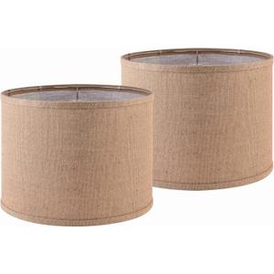 Burlap Lamp Shades Set of 2 Large Durm Lamp Shade 16" Top x 16" Bottom x 12" High (SpiderModern Lampshade for Table and Bedside Lamp - By PAPAYA