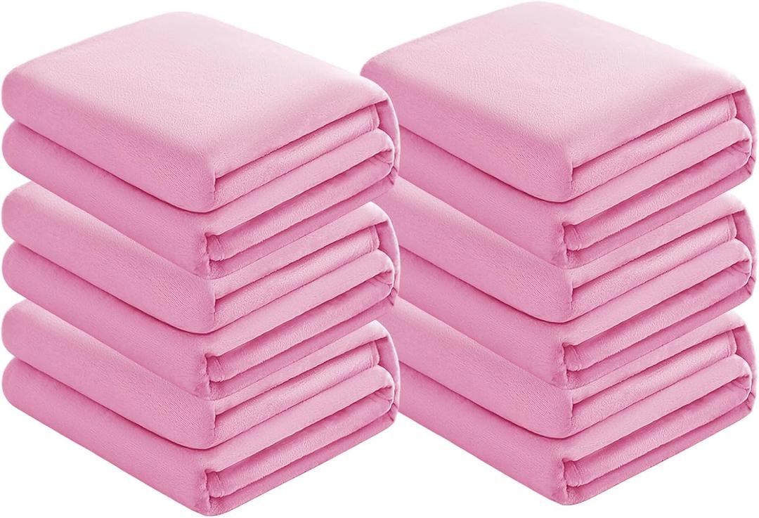 6 Pcs Fleece Sleepover Blankets for Girls Fleece Soft Blankets Fluffy Throw Blanket for Spa Slumber Movie Night Wedding Party, Pink, 40"x60"