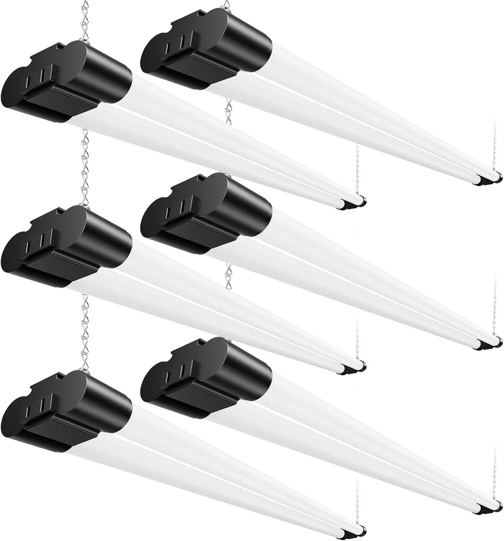 4FT LED Shop Lights, 45W 4500LM 6500K, Garage Light with Plug Hanging 6Pack