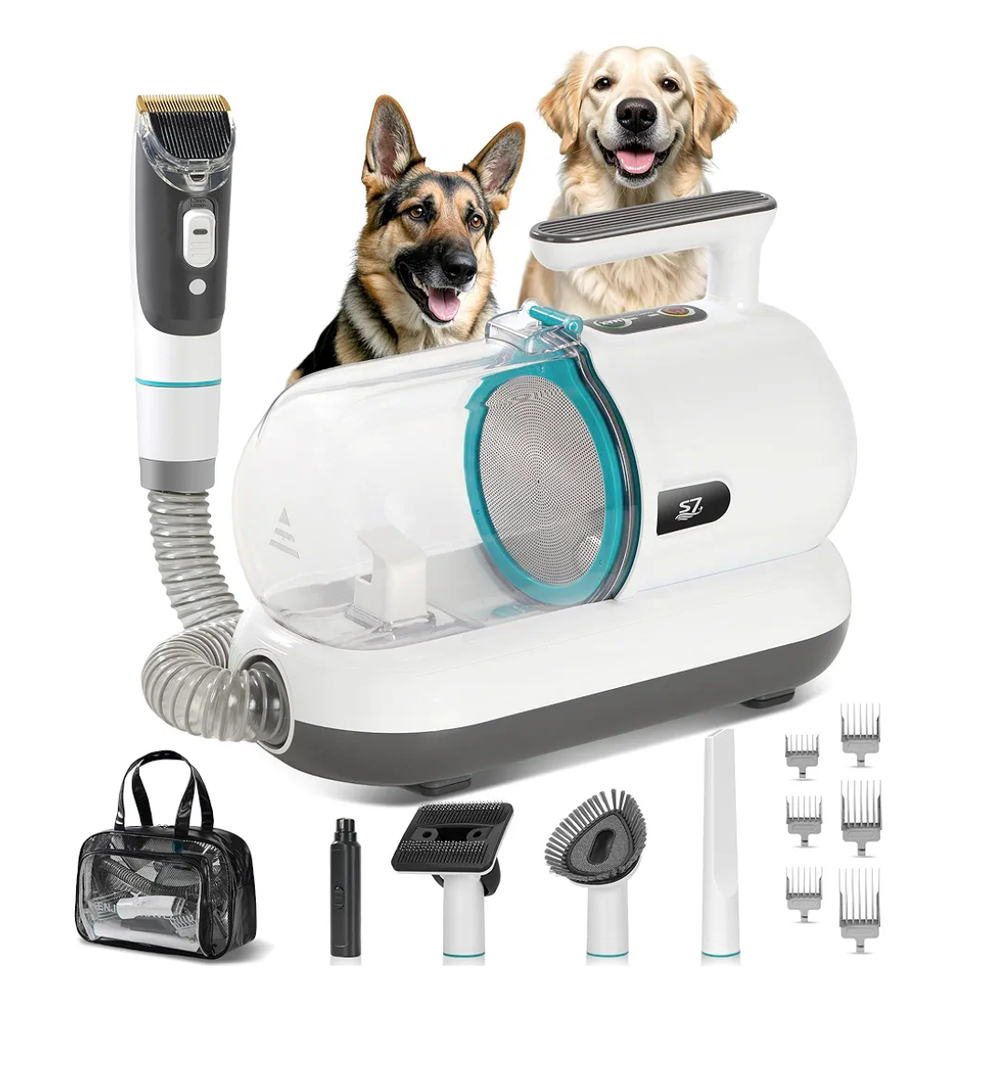 S7 Pet Grooming Kit with 99% Vacuum Suction, Low Noise, 5 Professional Tools for Dogs & Cats, Portable Pet Hair Clipper & Deshedding Brush, Dog Nail Grinder,Easy Clean-Up, Ideal for Home Use
