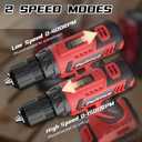 PULITUO Cordless Drill Set, 20V Electric Power Drill with Battery And Charger, 30N.m and 21+1 Torque, 2 Variable Speeds, with 59pcs Drill Driver Bits Kit, Screws Set(Red)