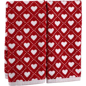 Breling 2 Pcs Valentine's Day Plaid Heart Hand Towels Red White Cute Bathroom Towels 100% Cotton Highly Absorbent Soft Kitchen Dish Valentine Gift for Anniversary Wedding Decorative, 13 x 29 Inch